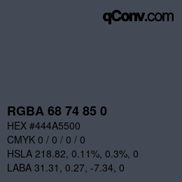 Color code: RGBA 68 74 85 0 | qconv.com