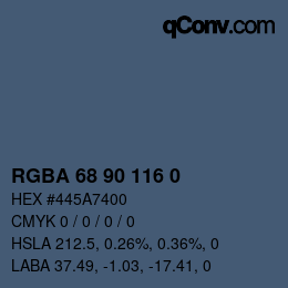 Color code: RGBA 68 90 116 0 | qconv.com