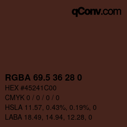 Color code: RGBA 69.5 36 28 0 | qconv.com