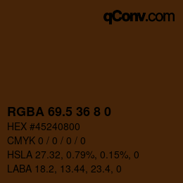 Color code: RGBA 69.5 36 8 0 | qconv.com