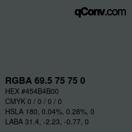Color code: RGBA 69.5 75 75 0 | qconv.com