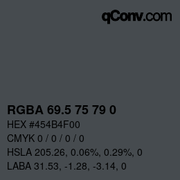 Color code: RGBA 69.5 75 79 0 | qconv.com