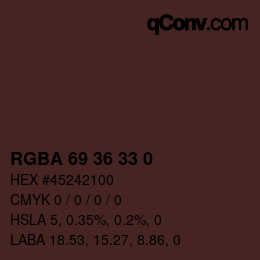 Color code: RGBA 69 36 33 0 | qconv.com