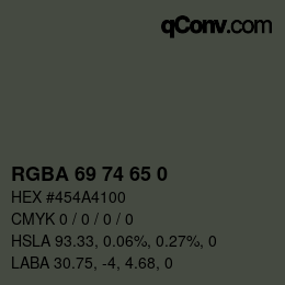 Farbcode: RGBA 69 74 65 0 | qconv.com
