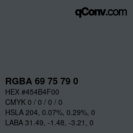 Color code: RGBA 69 75 79 0 | qconv.com