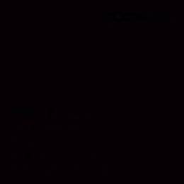 Farbcode: RGBA 6 0 5 0 | qconv.com