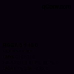 Color code: RGBA 6 1 10 0 | qconv.com