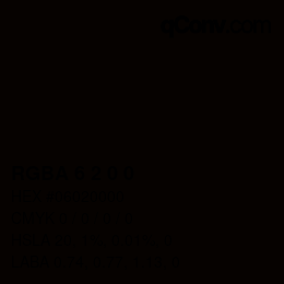 Color code: RGBA 6 2 0 0 | qconv.com