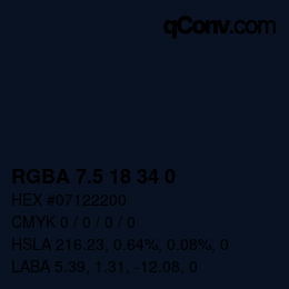 カラーコード: RGBA 7.5 18 34 0 | qconv.com