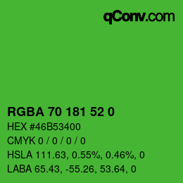 Farbcode: RGBA 70 181 52 0 | qconv.com