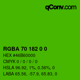 Color code: RGBA 70 182 0 0 | qconv.com