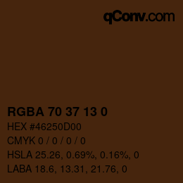 Farbcode: RGBA 70 37 13 0 | qconv.com