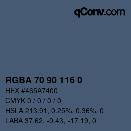 Color code: RGBA 70 90 116 0 | qconv.com