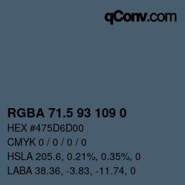 Color code: RGBA 71.5 93 109 0 | qconv.com