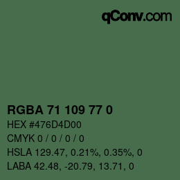 Código de color: RGBA 71 109 77 0 | qconv.com