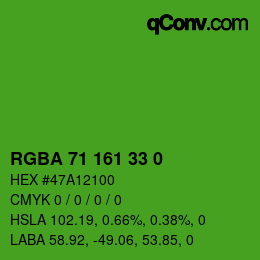 Color code: RGBA 71 161 33 0 | qconv.com