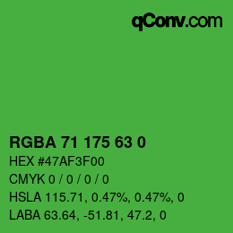 Color code: RGBA 71 175 63 0 | qconv.com