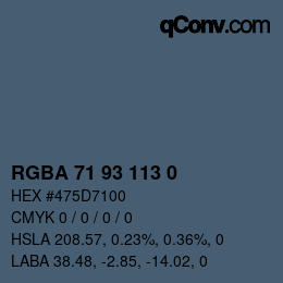Color code: RGBA 71 93 113 0 | qconv.com