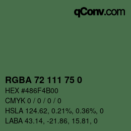 Farbcode: RGBA 72 111 75 0 | qconv.com