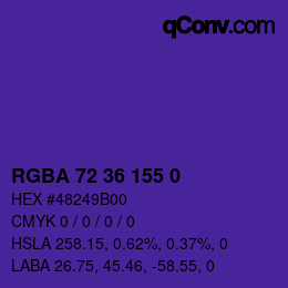 Farbcode: RGBA 72 36 155 0 | qconv.com