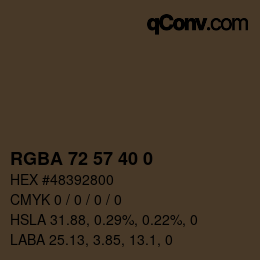 Color code: RGBA 72 57 40 0 | qconv.com