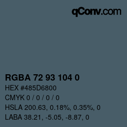 Color code: RGBA 72 93 104 0 | qconv.com