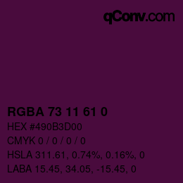 Farbcode: RGBA 73 11 61 0 | qconv.com