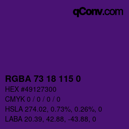 Farbcode: RGBA 73 18 115 0 | qconv.com
