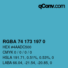 Farbcode: RGBA 74 173 197 0 | qconv.com