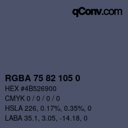 Farbcode: RGBA 75 82 105 0 | qconv.com