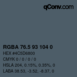 Código de color: RGBA 76.5 93 104 0 | qconv.com