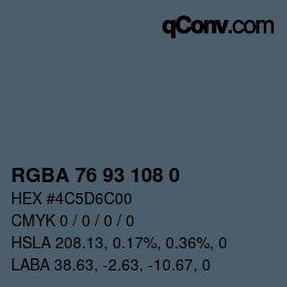 Color code: RGBA 76 93 108 0 | qconv.com