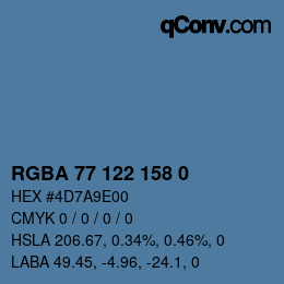 Farbcode: RGBA 77 122 158 0 | qconv.com