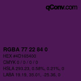 Farbcode: RGBA 77 22 84 0 | qconv.com