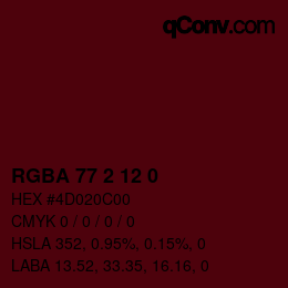 Farbcode: RGBA 77 2 12 0 | qconv.com