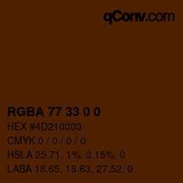 Farbcode: RGBA 77 33 0 0 | qconv.com