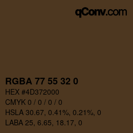 Color code: RGBA 77 55 32 0 | qconv.com
