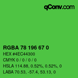 Color code: RGBA 78 196 67 0 | qconv.com