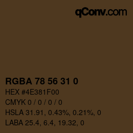 Code couleur: RGBA 78 56 31 0 | qconv.com