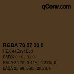 Color code: RGBA 78 57 30 0 | qconv.com
