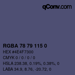 Farbcode: RGBA 78 79 115 0 | qconv.com