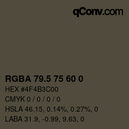 Farbcode: RGBA 79.5 75 60 0 | qconv.com
