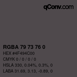 Código de color: RGBA 79 73 76 0 | qconv.com