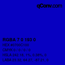Color code: RGBA 7 0 193 0 | qconv.com
