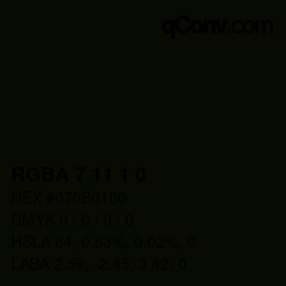 Color code: RGBA 7 11 1 0 | qconv.com