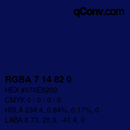 Color code: RGBA 7 14 82 0 | qconv.com