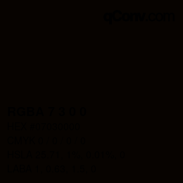 颜色代码: RGBA 7 3 0 0 | qconv.com