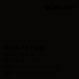 Farbcode: RGBA 7 6 5 0.25 | qconv.com