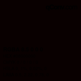 カラーコード: RGBA 8.5 0 0 0 | qconv.com