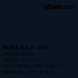 Farbcode: RGBA 8.5 21 32 0 | qconv.com